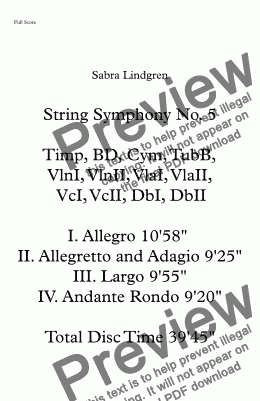 page one of String Symphony No. 5  II. Allegretto and Adagio