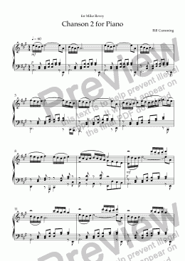 page one of "Chanson 2" for Piano