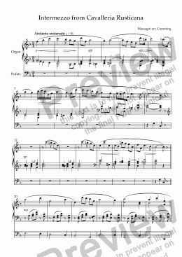 page one of "Intermezzo from Cavalleria Rusticana" arr. for organ