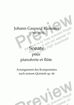 page one of Kummer, Sonate pour Pianoforte et Flûte, op. 66 bis
