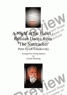 page one of A Night at the Ballet - Tchaikovsky, P. - Russian Dance from 'The Nutcracker' - arr. for String Quartet by Gerald Manning