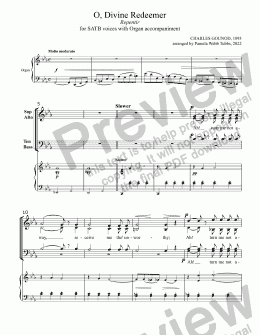 page one of O, Divine Redeemer [GOUNOD] with SATB Condensed Vocal Score and Organ accompaniment