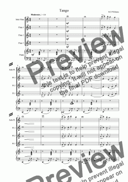 page one of Easy Tango for 3 flutes and piano