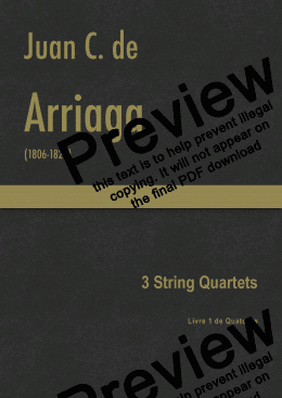 page one of Arriaga - 3 String Quartets