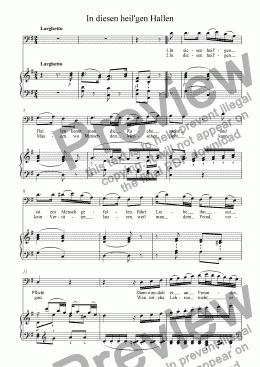 page one of Mozart Sarastro In diesen heilgen Hallen (Magic flute)