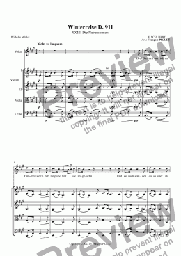 page one of SCHUBERT - Winterreise - XXIII. Die Nebensonnen.- arranged for Voice and string quartet