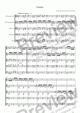 page one of "Fanfare" for Brass Quintet