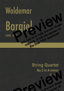 page one of Bargiel - String Quartet No.3 in A minor