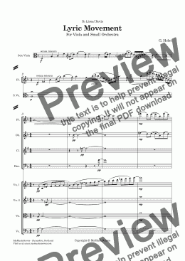 page one of Holst Lyric Movement for Viola and Small Orchestra -
