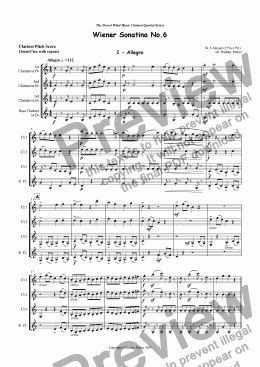 page one of Wiener Sonatina No.6 arr for Clarinet Quartet