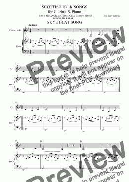 page one of Scottish Folk Songs - 6 well known songs for Clarinet & Piano
