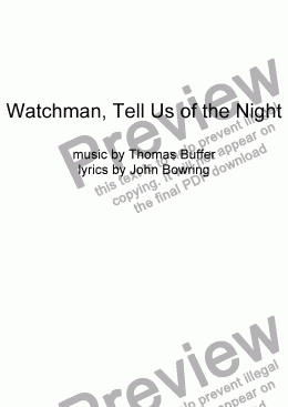 page one of Watchman, Tell Us of the Night: Advent Anthem