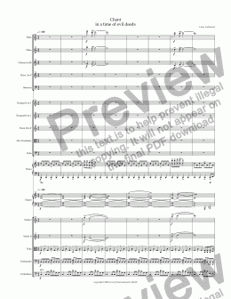 page one of Chant in a time of evil deeds. for orchestra
