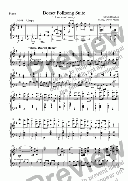 page one of Dorset Folksong Suite 1. Home and Away for Piano solo