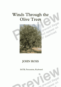 page one of Winds Through the Olive Trees (SATB, Percussion, Keyboard)