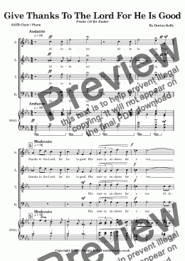 page one of Give Thanks To The Lord For He Is Good (SATB)