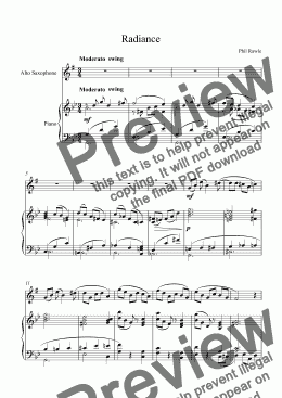 page one of Radiance - Alto Sax and Piano