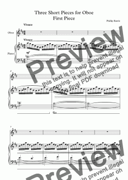 page one of Three Short Pieces for Oboe and Piano