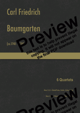 page one of Baumgarten - 6 Quartets, Op.2