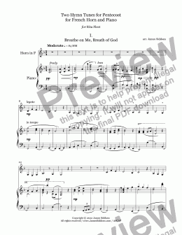 page one of Two Hymn Tunes for Pentecost for French Horn and Piano - Full Score