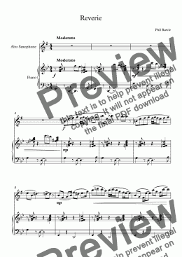 page one of Reverie - Alto Saxophone and Piano