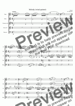 page one of Melody (wind quintet)