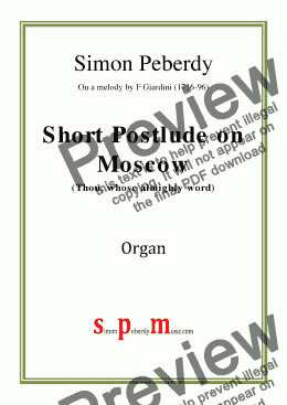page one of Organ Short Postlude on Moscow (Thou, whose almighty word) by Simon Peberdy, on a melody by Giardini