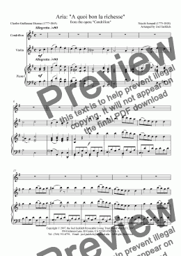 page one of A quoi bon la richesse (from Cendrillon) for voice, violin, and piano