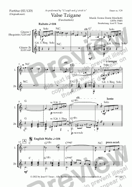 page one of Valse Tzigane (02/GD/Score & Parts) - Version 2 mit allen drei Teilen