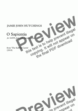 page one of O Sapientia (The Suffolk Carol, No.1) for SATB and piano/organ