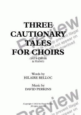 page one of Three Cautionary Tales for Choirs