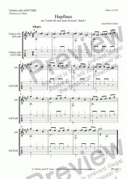 page one of Hupftanz in A-Dur (GS plus TAB)