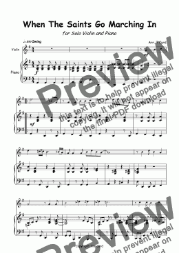 page one of When The Saints Go Marching In for Solo Violin and Piano