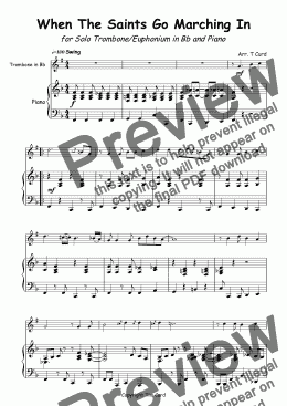 page one of When The Saints Go Marching In for Solo Trombone/Euphonium in Bb and Piano