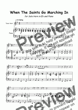 page one of When The Saints Go Marching In for Solo Tenor Horn and Piano