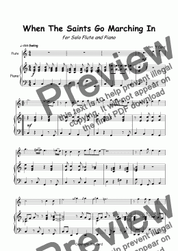 page one of When The Saints Go Marching In for Solo Flute and Piano