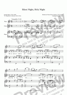 page one of Silent Night, Holy Night) (SATB, Flute, Piano) (Words by Brooke)