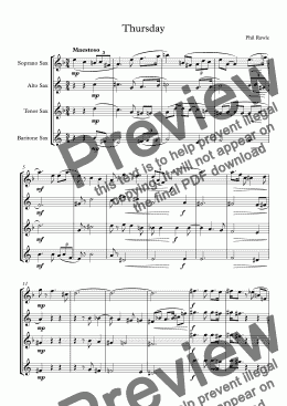 page one of Thursday - Saxophone Quartet