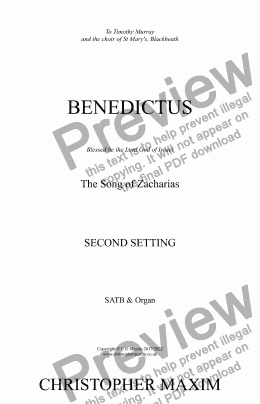 page one of Benedictus (second setting; BCP version of the text)