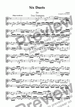 page one of Six Trumpet Duets