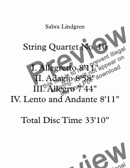 page one of String Quartet No. 10  IV. Lento and Andante