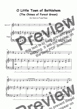 page one of O Little Town of Bethlehem for Solo Horn in F and Piano