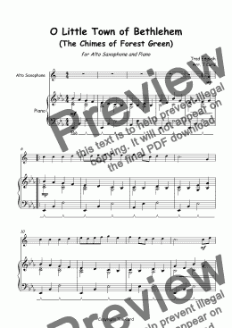 page one of O Little Town of Bethlehem for Solo Alto Saxophone and Piano