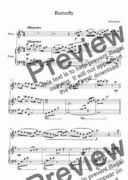 page one of Butterfly - Oboe and Piano