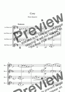 page one of Cosy - Horn Quartet