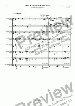 page one of Sing We Now of Christmas  - Clarinet Sextet or Choir