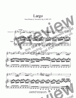 page one of Largo from  Winter (L'Inverno) for clarinet in Bb and piano