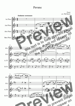 page one of Pavane - Flute Quartet