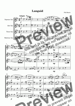 page one of Languid - Saxophone Quartet