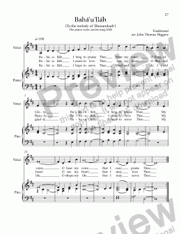 page one of 14. Bahá'u'lláh (Shenandoah melody)